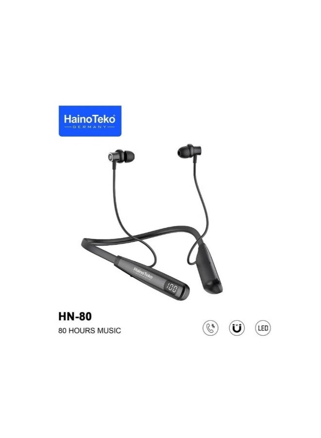 Haino Teko Germany HN 80 Wireless Bluetooth Neckband Earphone, Black - Image 1